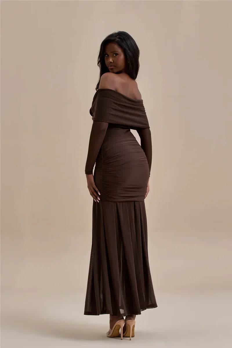 Off-shoulder Strapless Rose Long Sleeve Dress