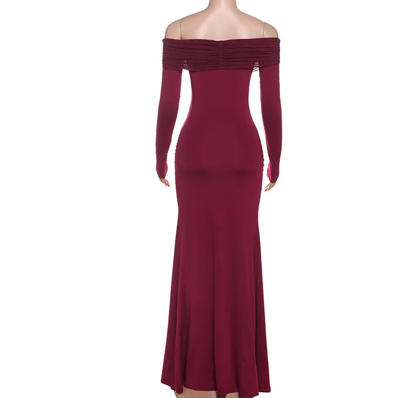 Elegant Backless High Waist  Mesh Patchwork Maxi Dress