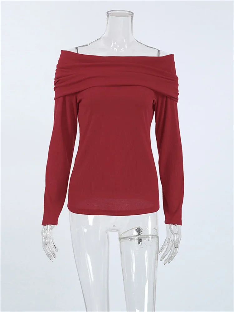 Off-Shoulder Knitwear Pullover Top