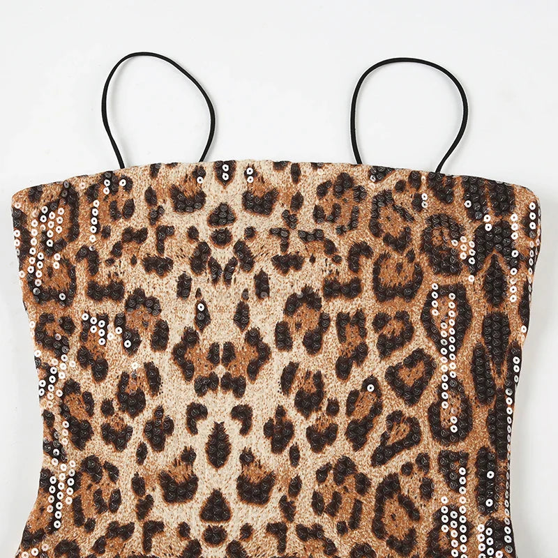 Leopard Sequin Chic Camisole Dress