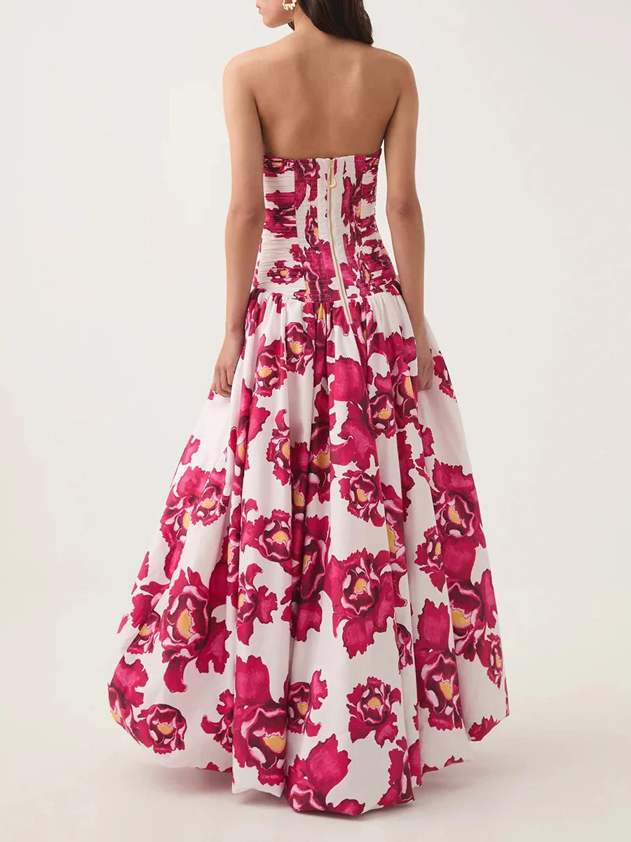 Strapless Sleeveless High Waist Temperament Long Dress