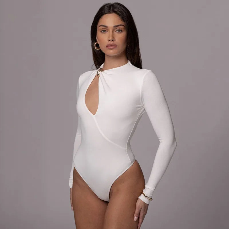 Hollowed Out Long Sleeve Bodysuit