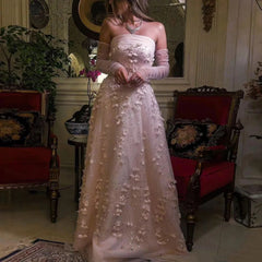 3D Flowers Long Sleeves Evening Party Dress