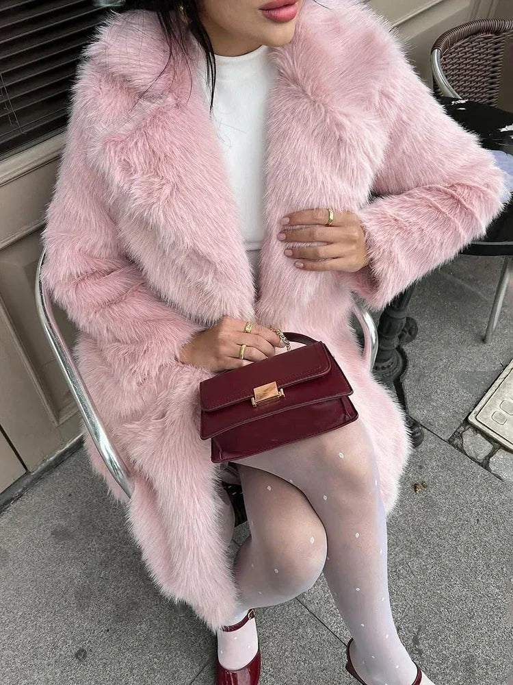 Winter Fur Feather Overcoat  Loose Streetwear Jacket