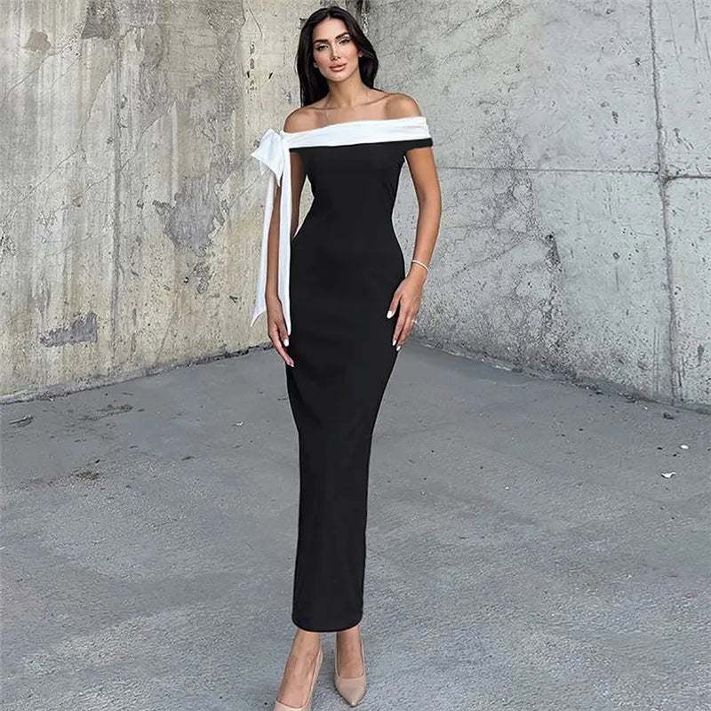 Diagonal Collar Backless Lace-Up Dress