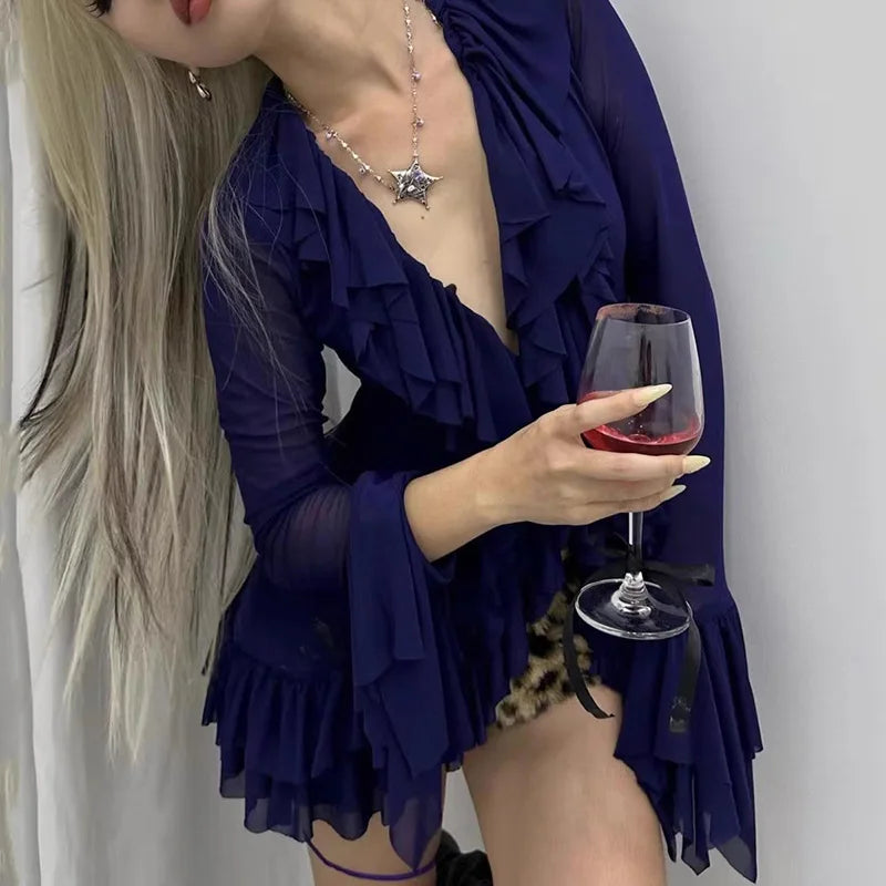 Ruffles Long Sleeve Tunic Shirts