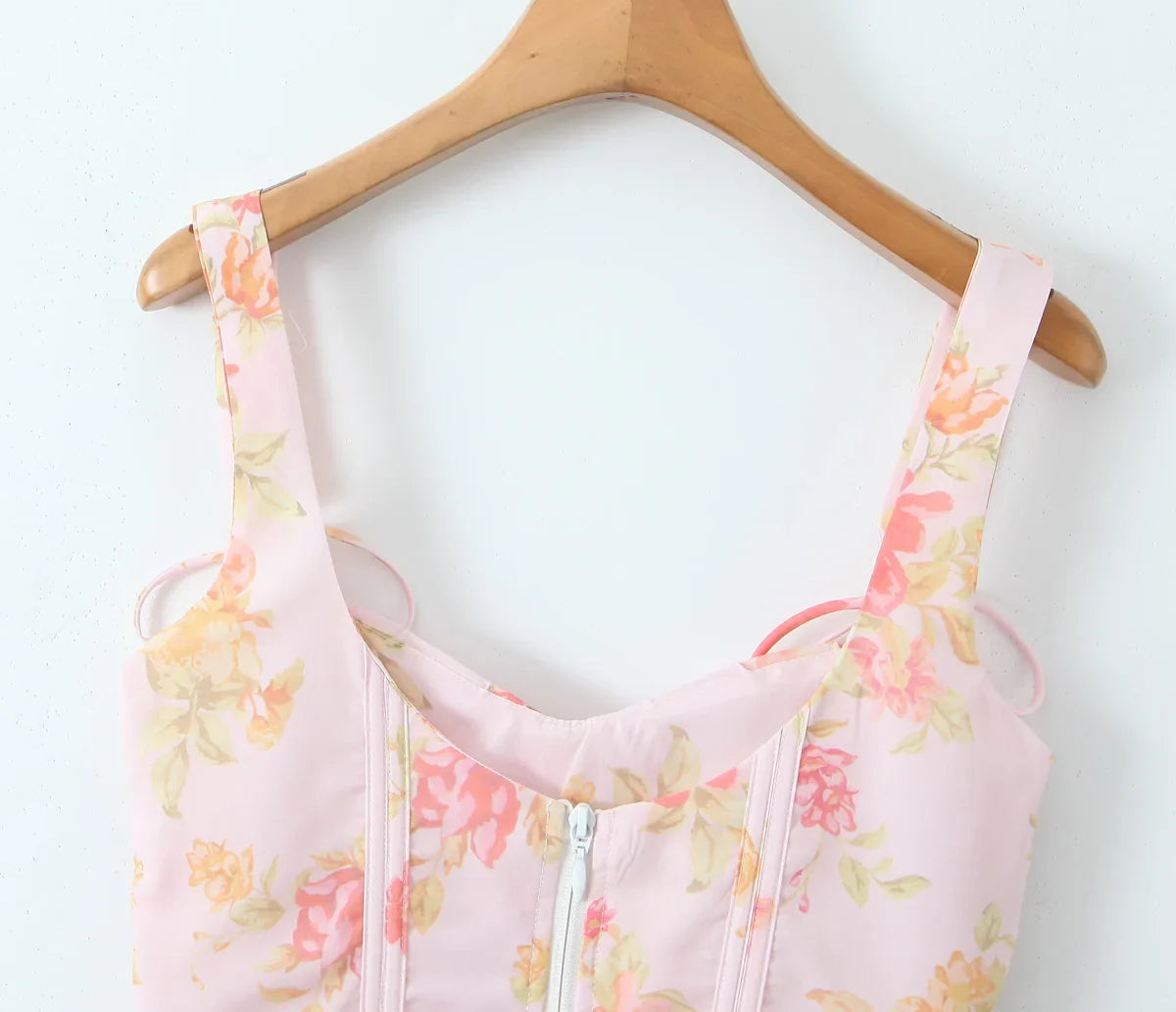 Ribbon Bow Strap Ruffles Hem Top
