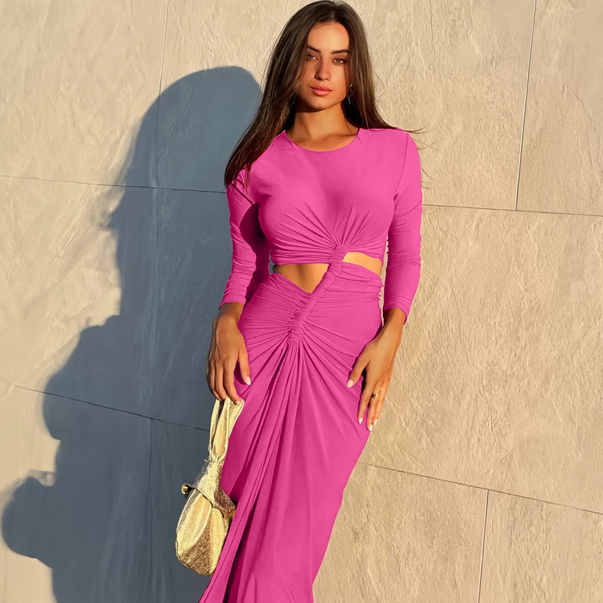Long-Sleeved Irregular Bodycon Dress