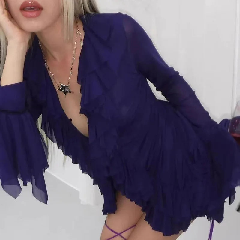 Ruffles Long Sleeve Tunic Shirts