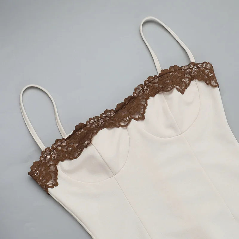 Lace Patchwork Spaghetti Strap Dress