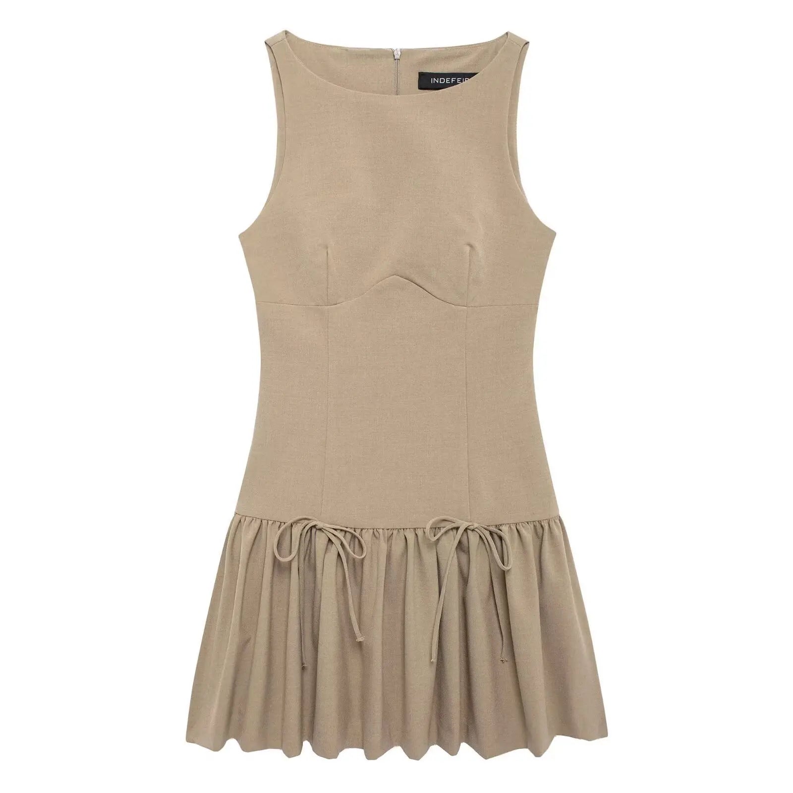 Bow Crew Neck Sleeveless Mini Dress