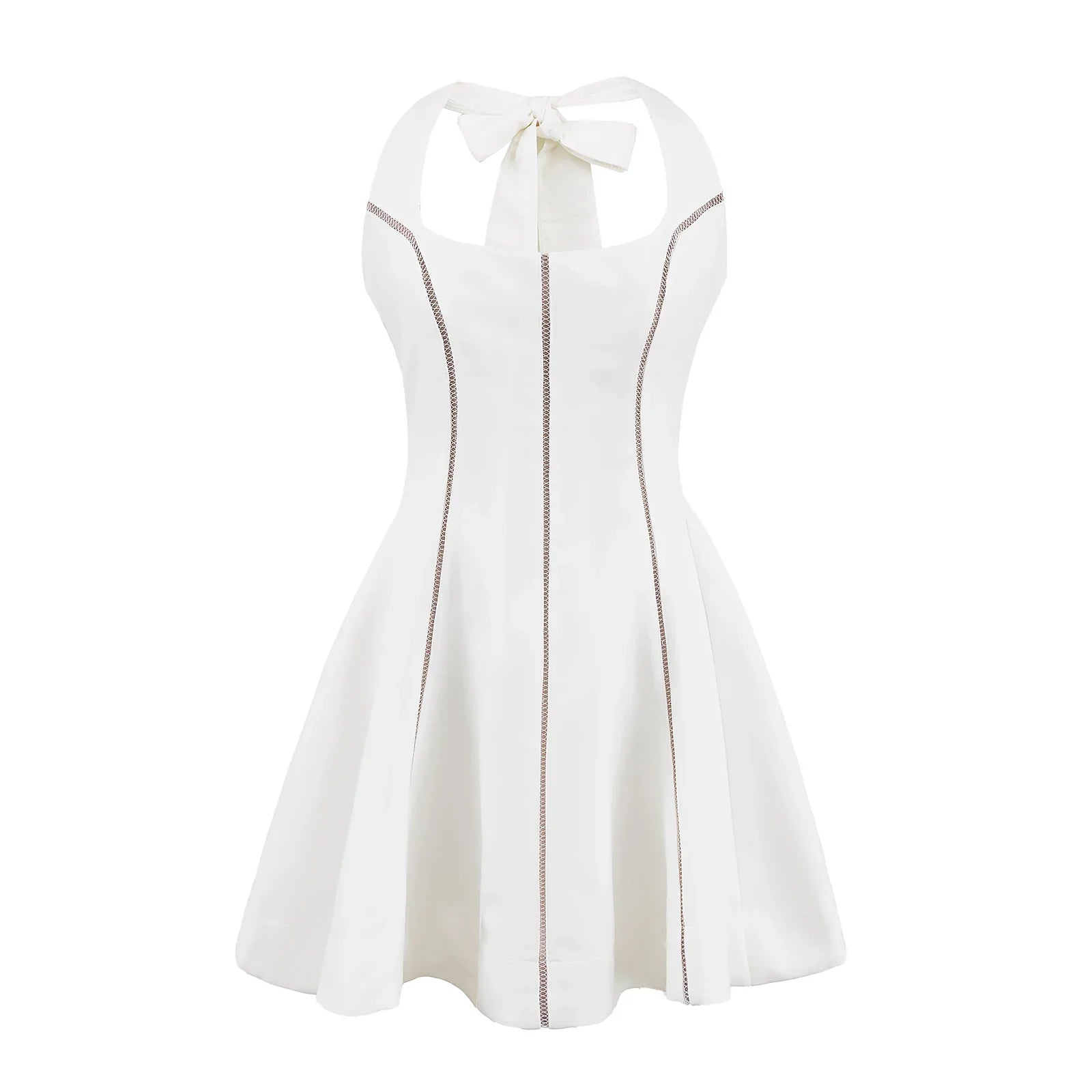Bow Halter Spliced Ball Gown Backless Dresses