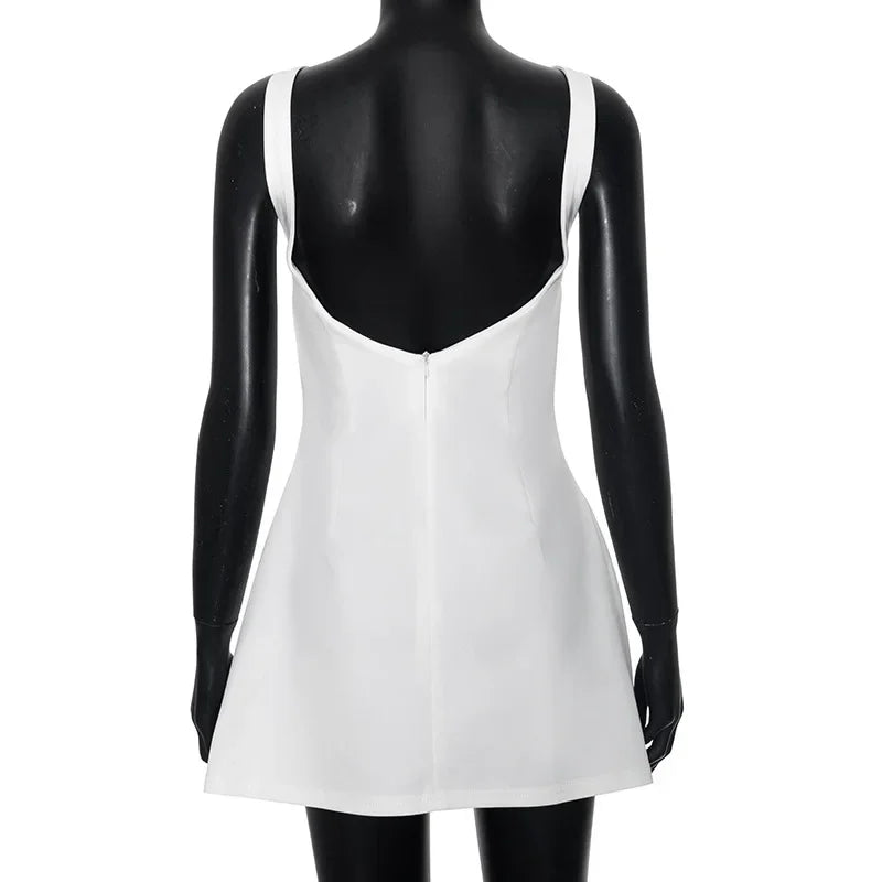 Sleeveless High Waist Backless Mini Dresses
