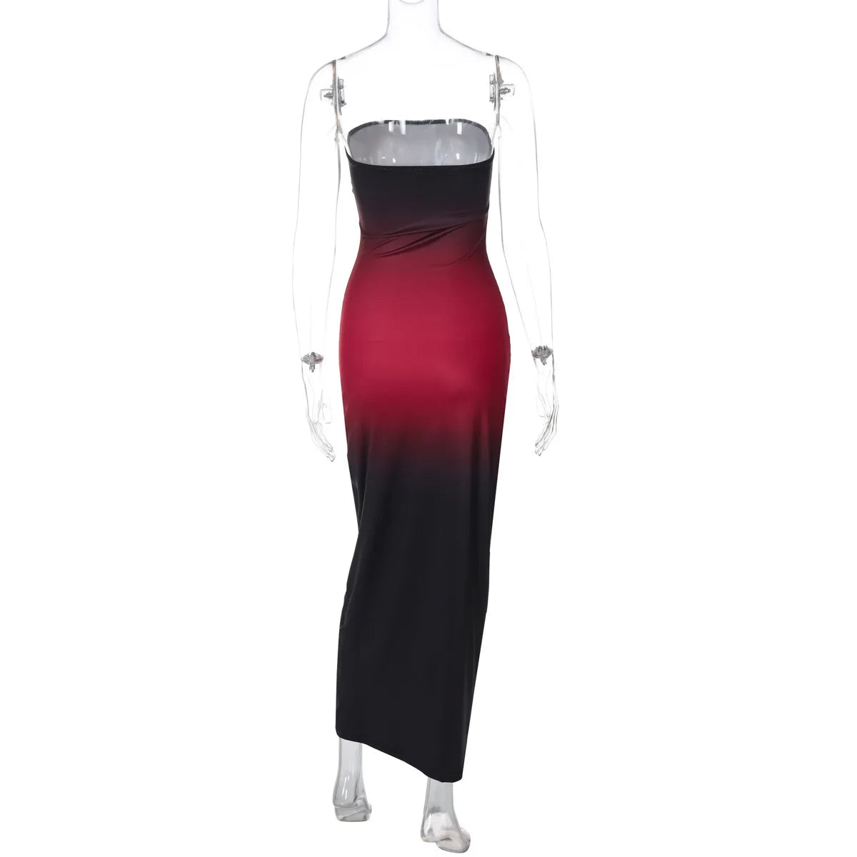 Strapless Black-Red Gradient Long Dress