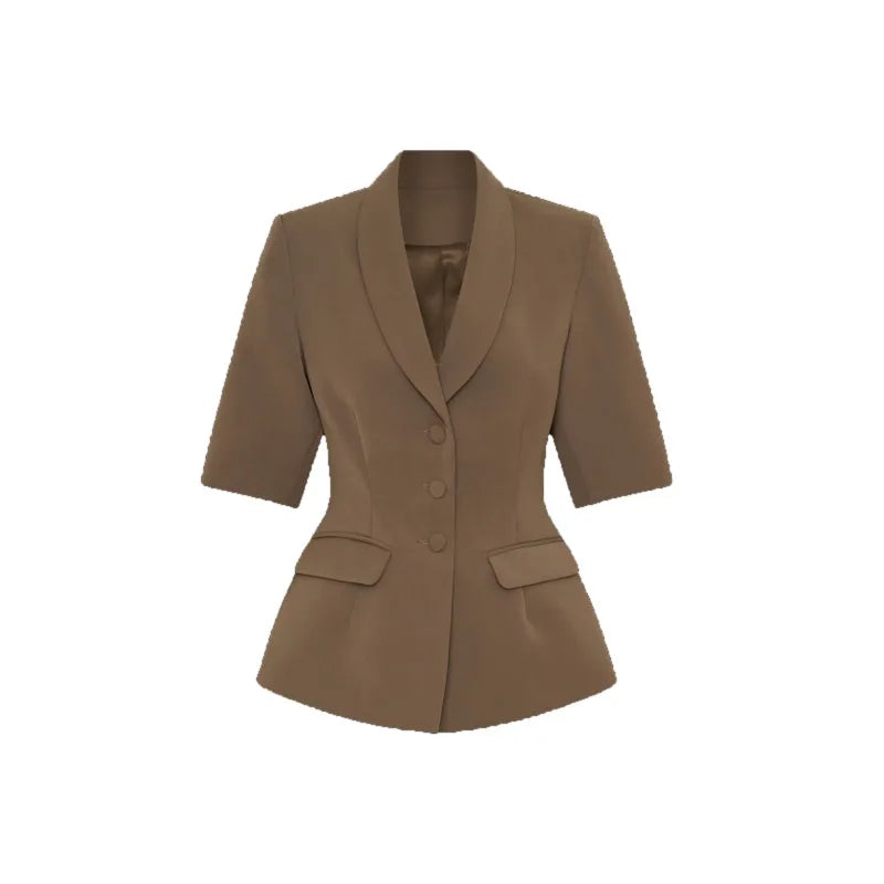 Solid Blazer Pants Set Wide Leg Trousers Outfit