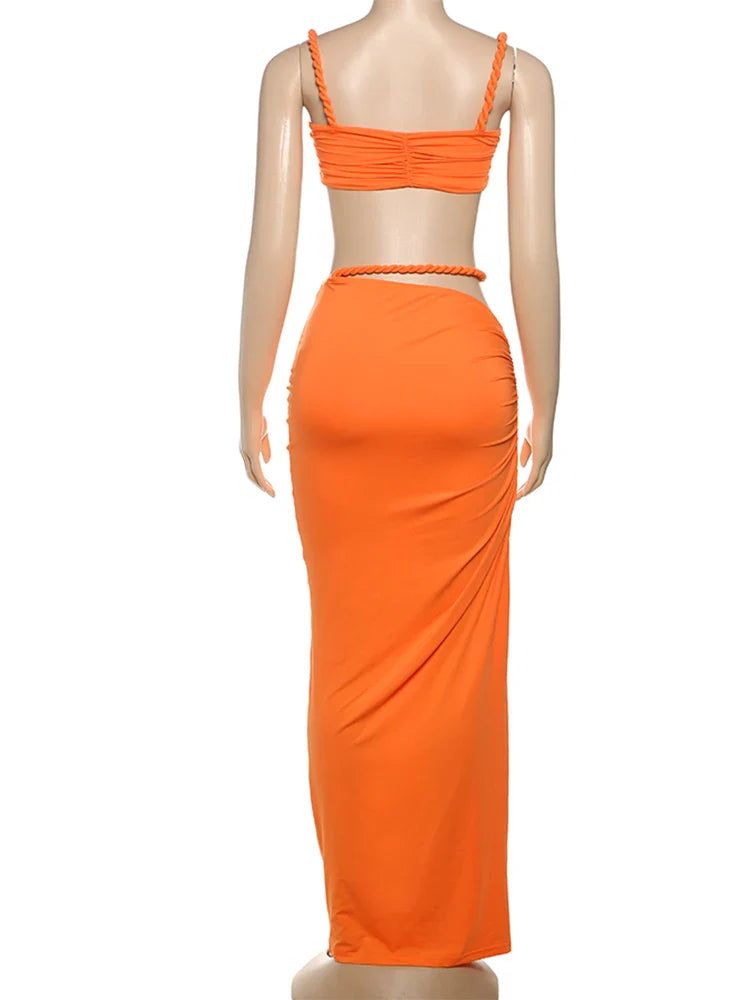 Short Camisole and Ankle-Length Skirt Suit