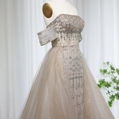 Champagne Mermaid Evening Gown with Overskirt