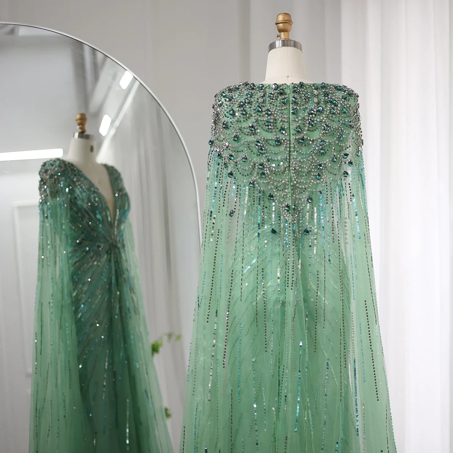 Crystal Evening Gown with Cape