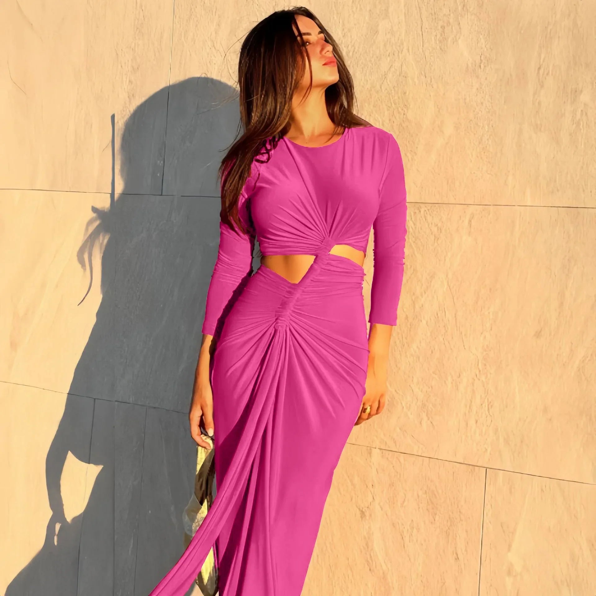 Long-Sleeved Irregular Bodycon Dress