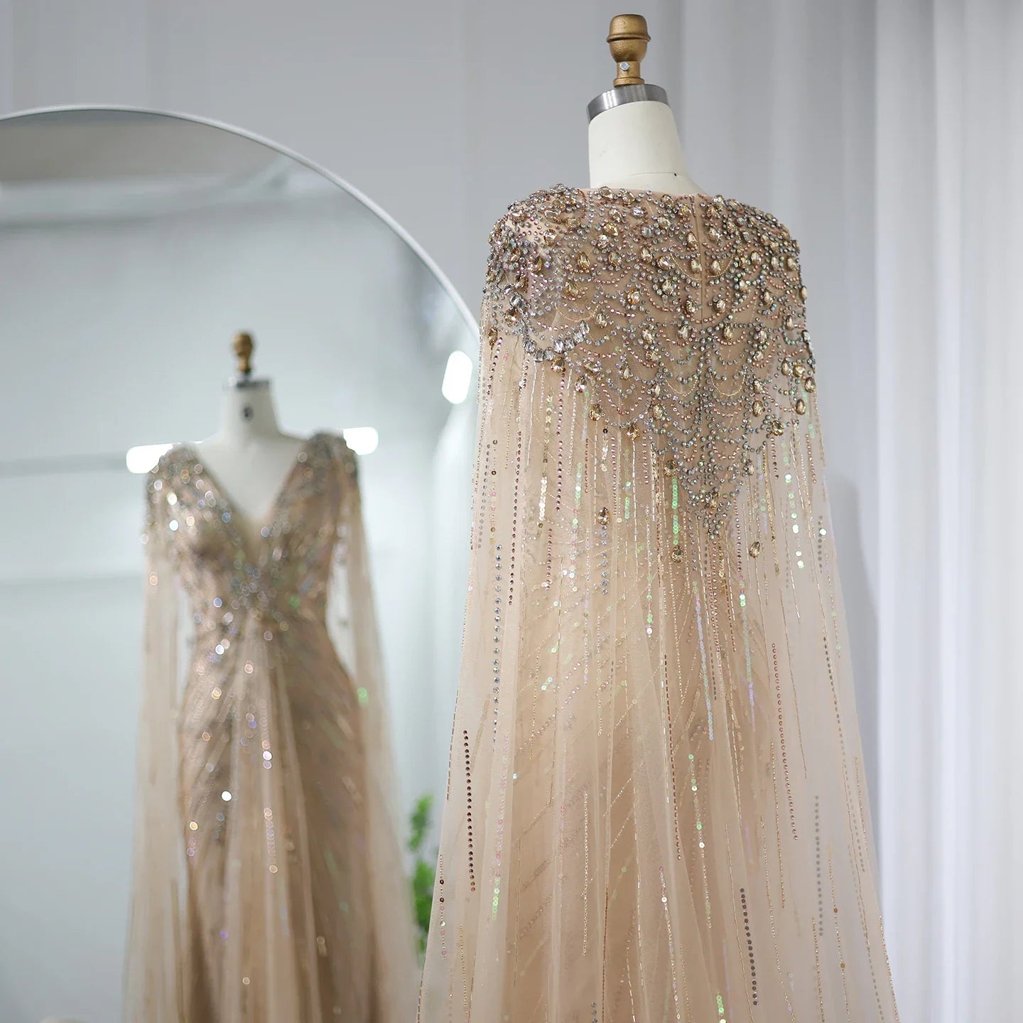 Crystal Evening Gown with Cape