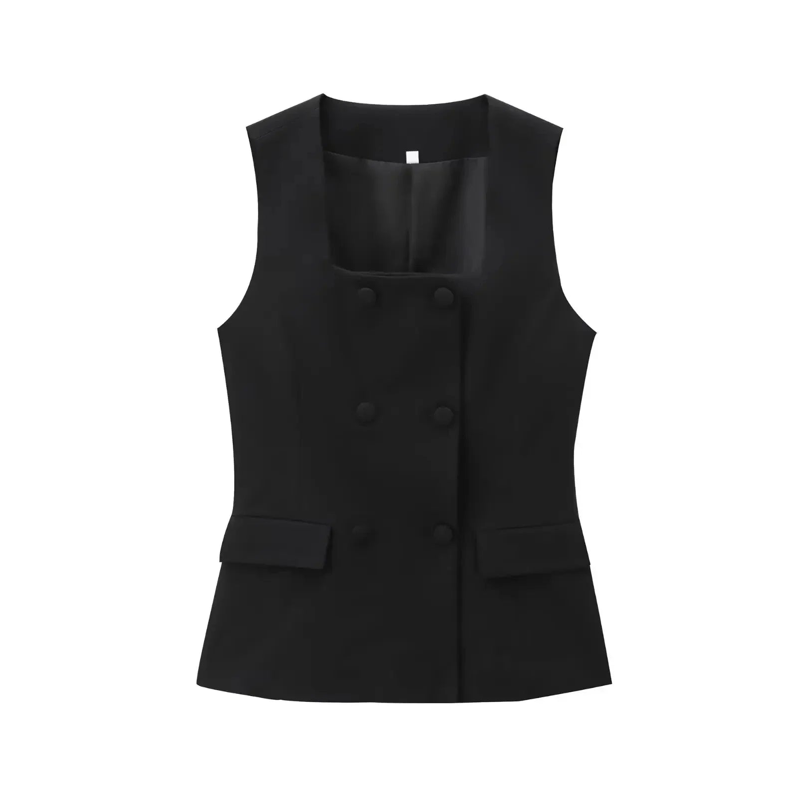 Square Neck Sleeveless Waistcoat Pant Suit