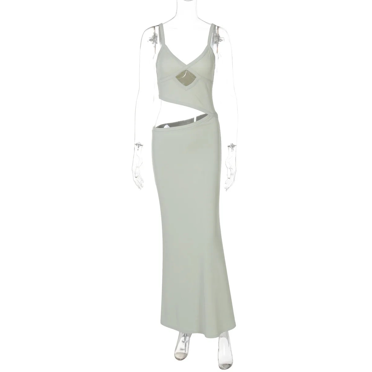 Hollow Out Spaghetti Strap Backless Long Dress