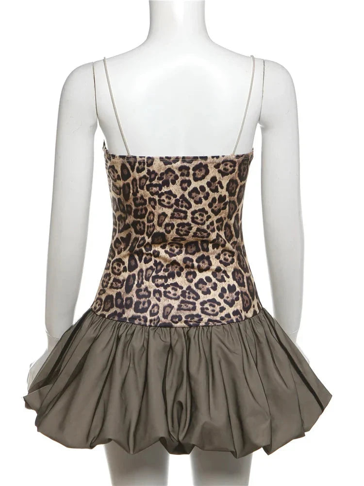 Leopard Print Patchwork Mini Dress
