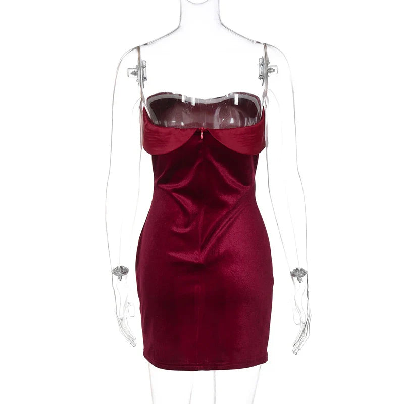 Velvet Off-shoulder Strapless Mini Dress