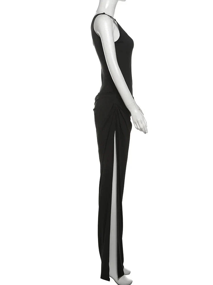 Irregular Hollow Split One Shoulder Dress