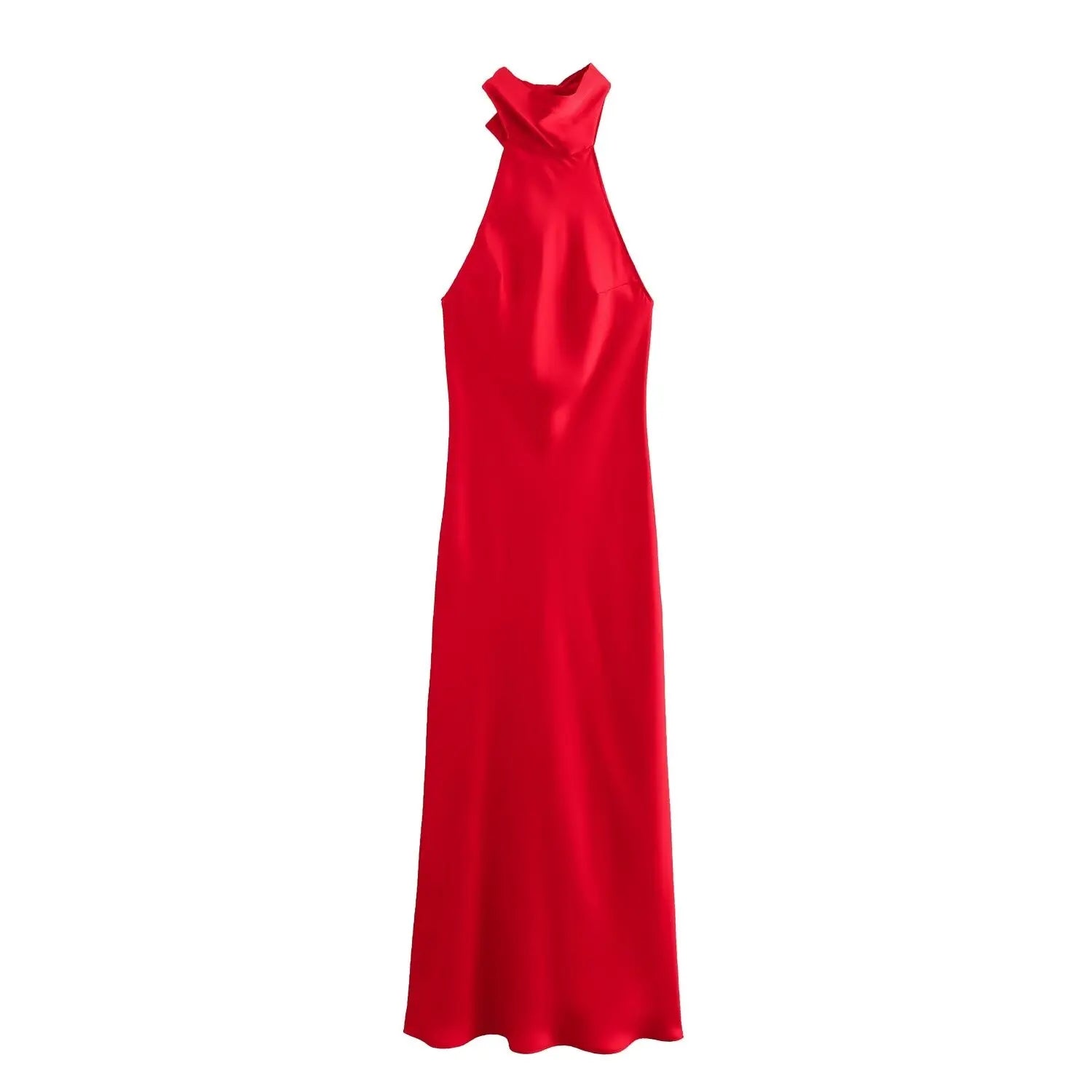 Solid Sleeveless Backless Bow Zipper Long Dress