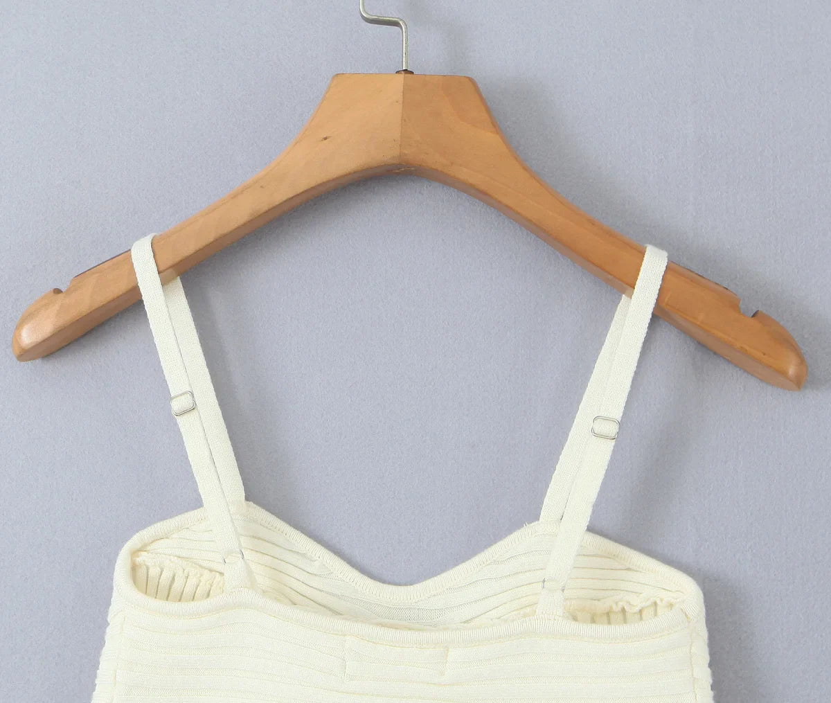 Knitted Straps with Long Sleeve Top And Lace-up Skirt Suit
