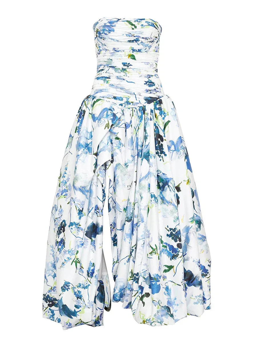 Strapless Sleeveless High Waist Temperament Long Dress
