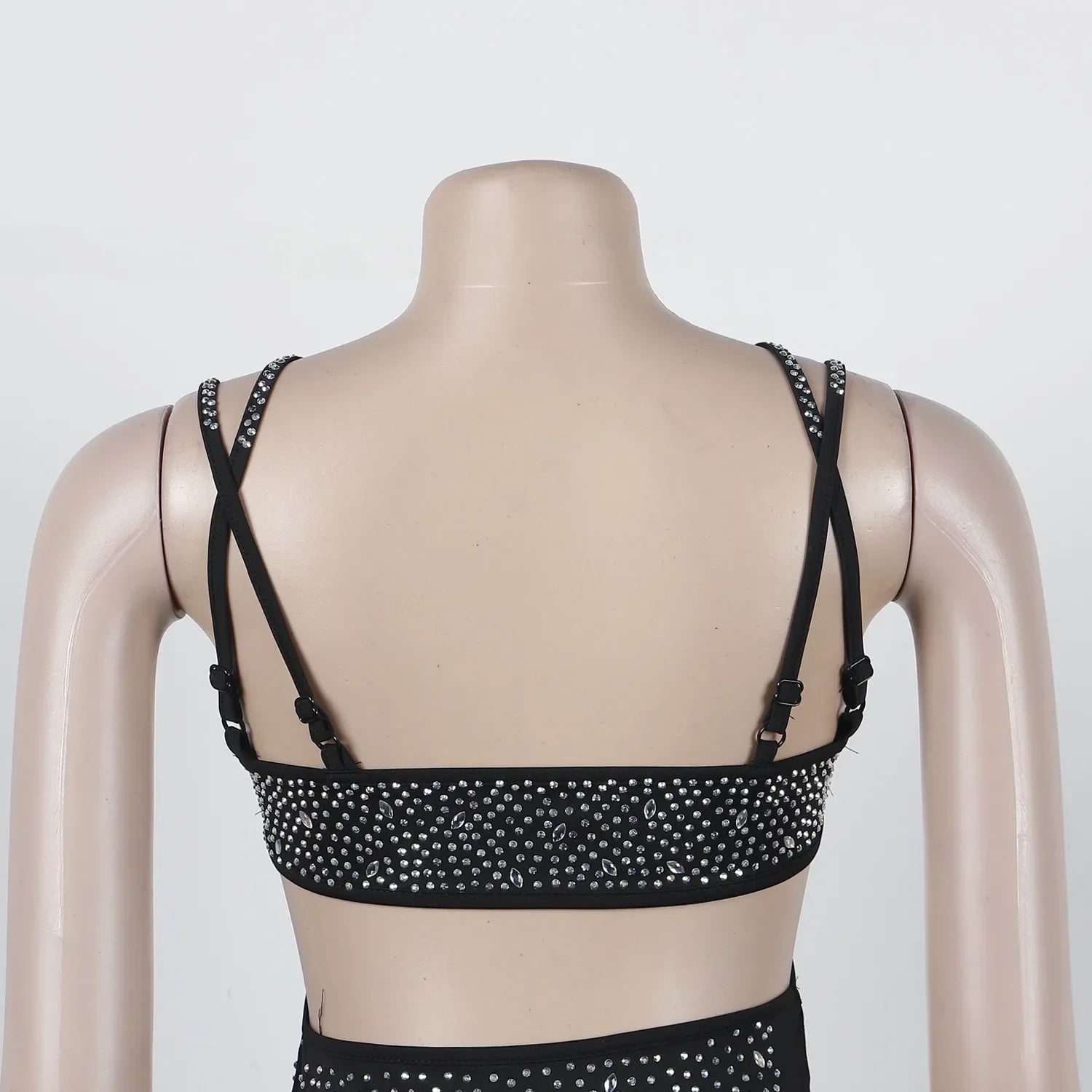 Spaghetti Strap Mesh Black Long Dress