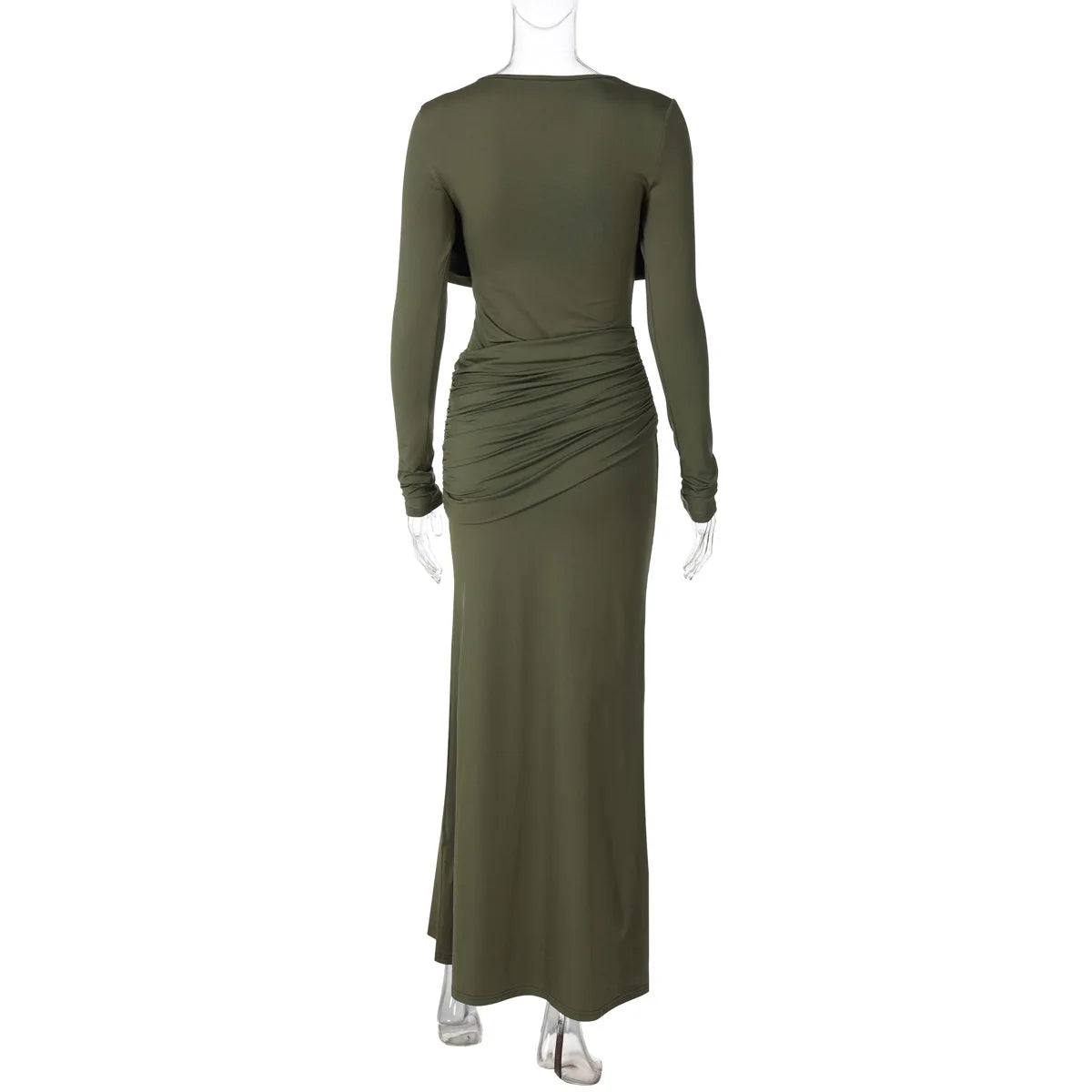 Solid Long Sleeve Irregular Splice Long Dress
