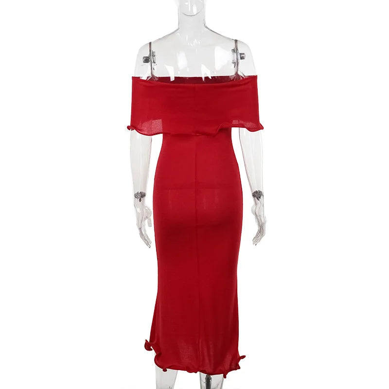 Ruffled Backless Midi Party Dress