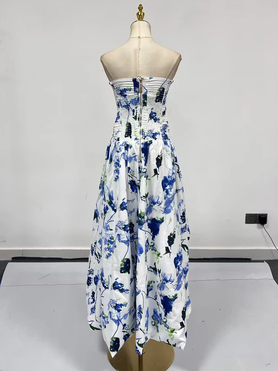 Strapless Sleeveless High Waist Temperament Long Dress