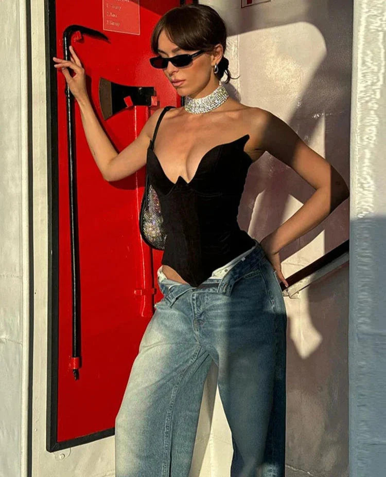 Solid Strapless Low Neck Bodysuit
