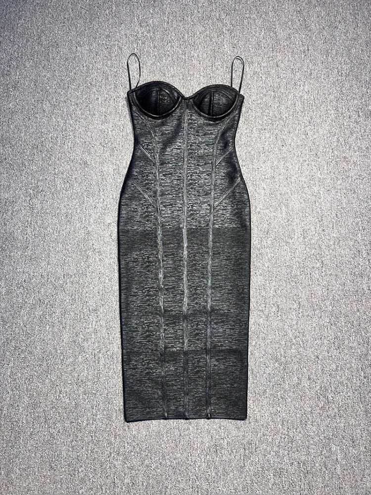 grey and black bandage dress Strapless Ombre Bandage Midi Dress