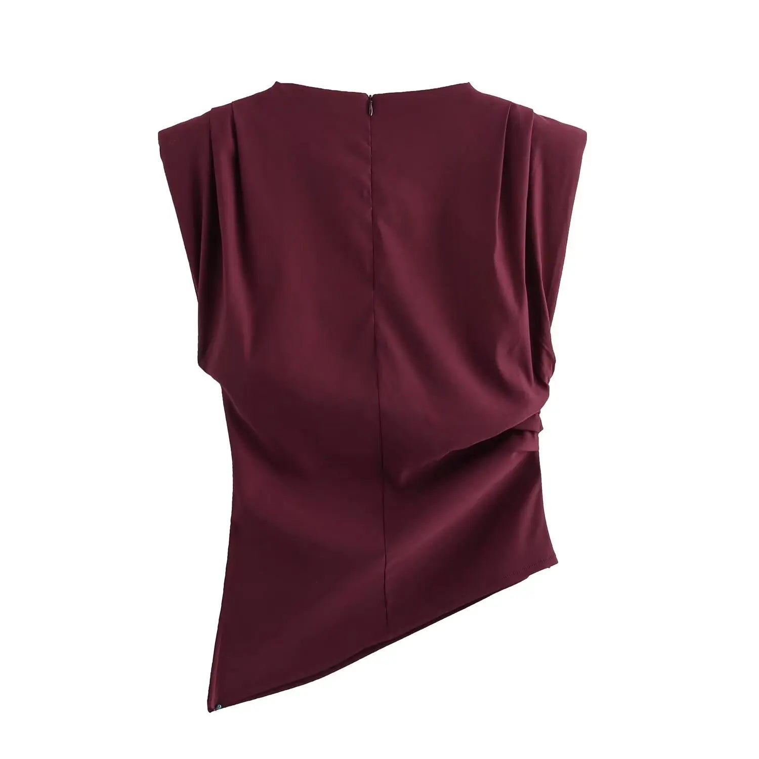 Asymmetric Pleated Trim Short Sleeve Top