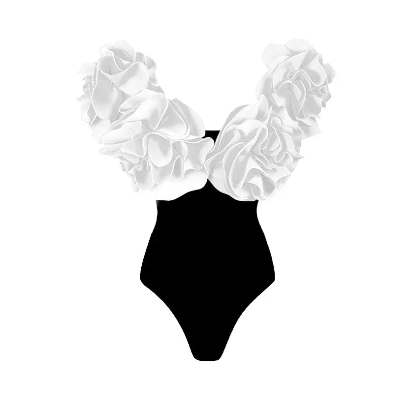Flower Ruffle Push-Up Off-Shoulder Swimwear Set