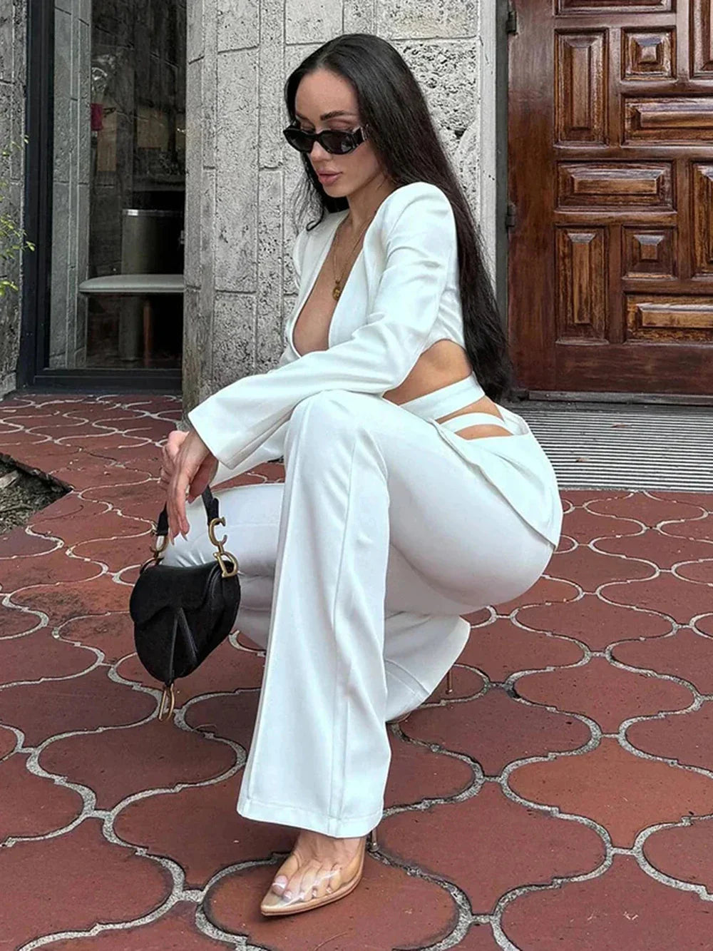 Cut Out Blazer Set