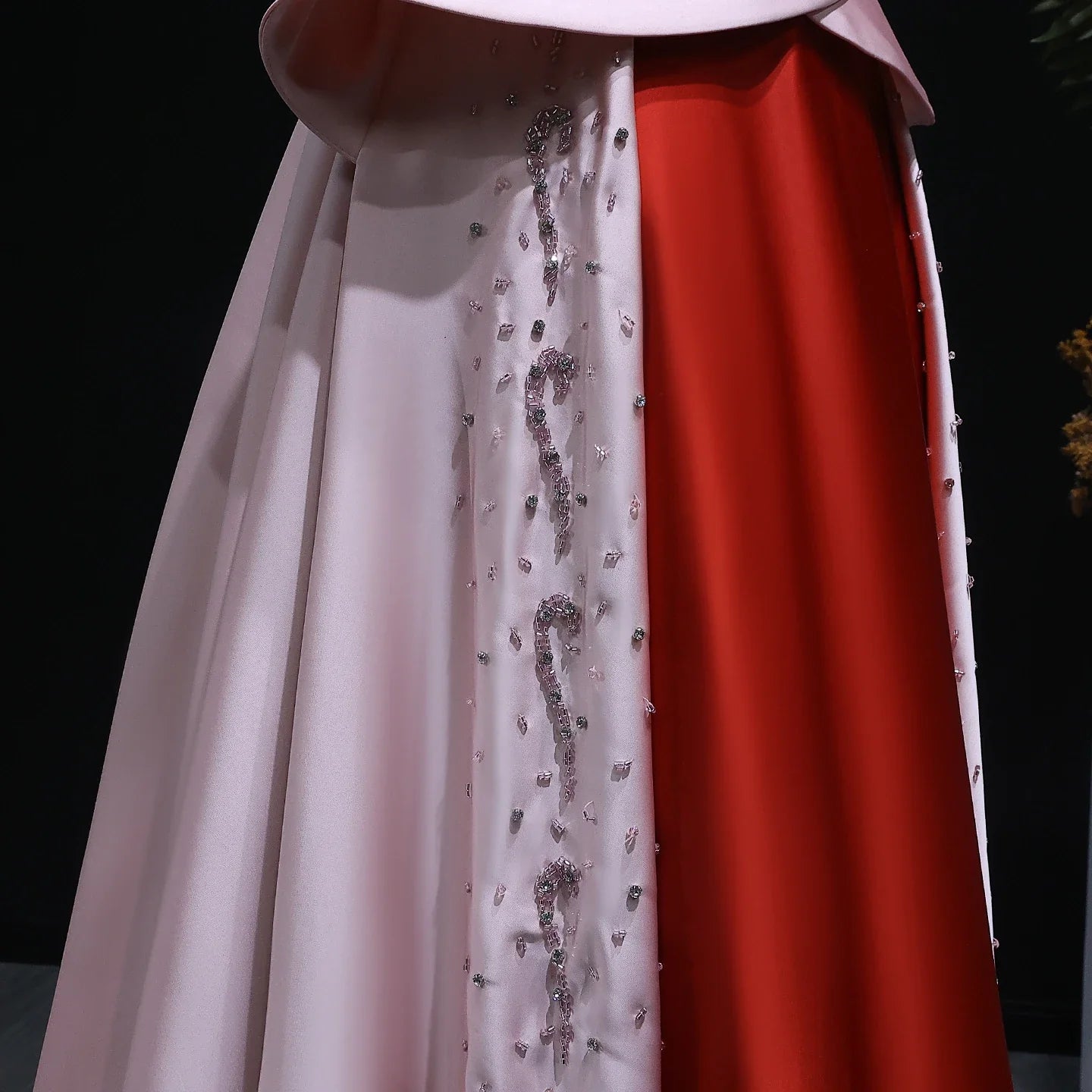 Strapless Pink and Red Two-Tone Evening Gowns