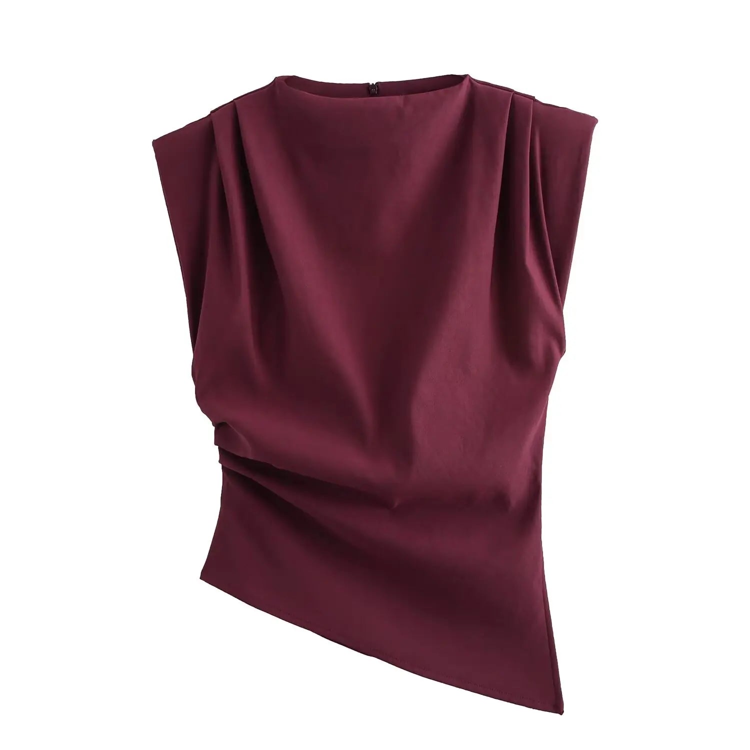 Asymmetrical Sleeveless Back Zipper Top