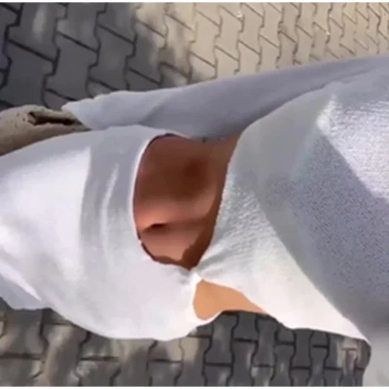 Knitted Hollow Out Solid O-neck Slit Maxi Dress