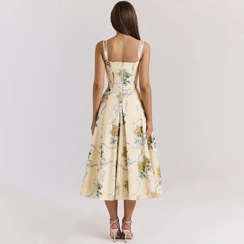 Floral Print Spaghetti Strap Midi Dress