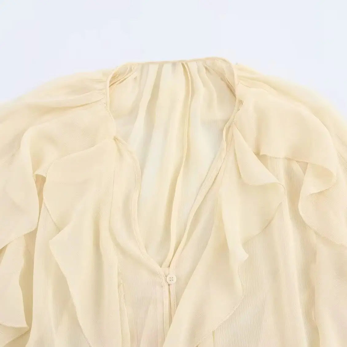 Ruffled Shirt Women Loose Lace Up Tops