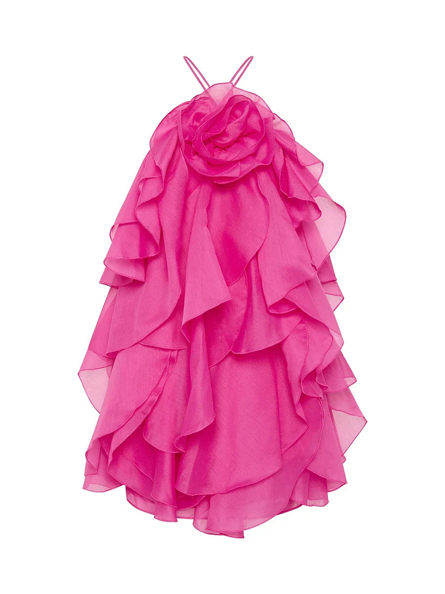 Solid Spliced Appliques Loose Mini Dress