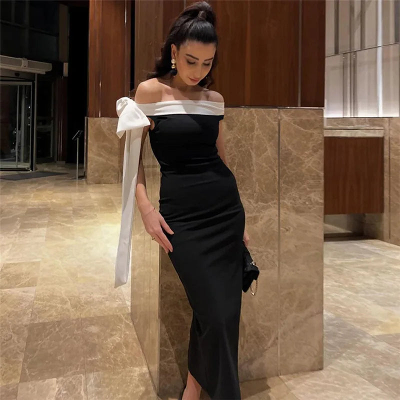 Diagonal Collar Backless Lace-Up Dress