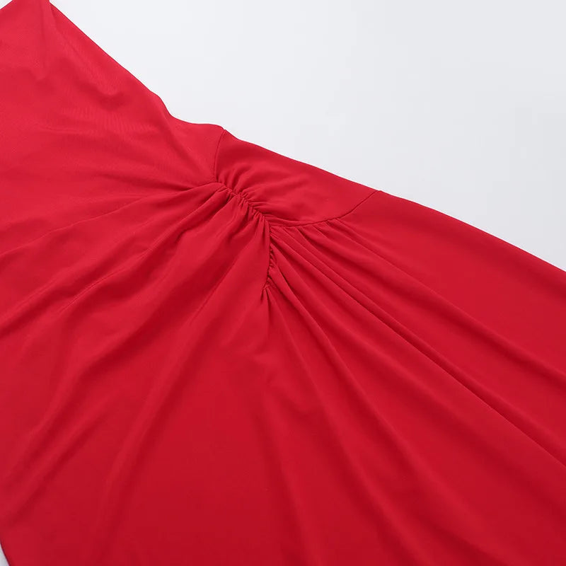 High Waist Off Shoulder Solid Maxi Dress