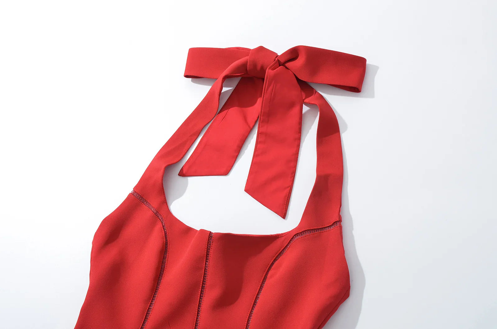 Bow Halter Spliced Ball Gown Backless Dresses